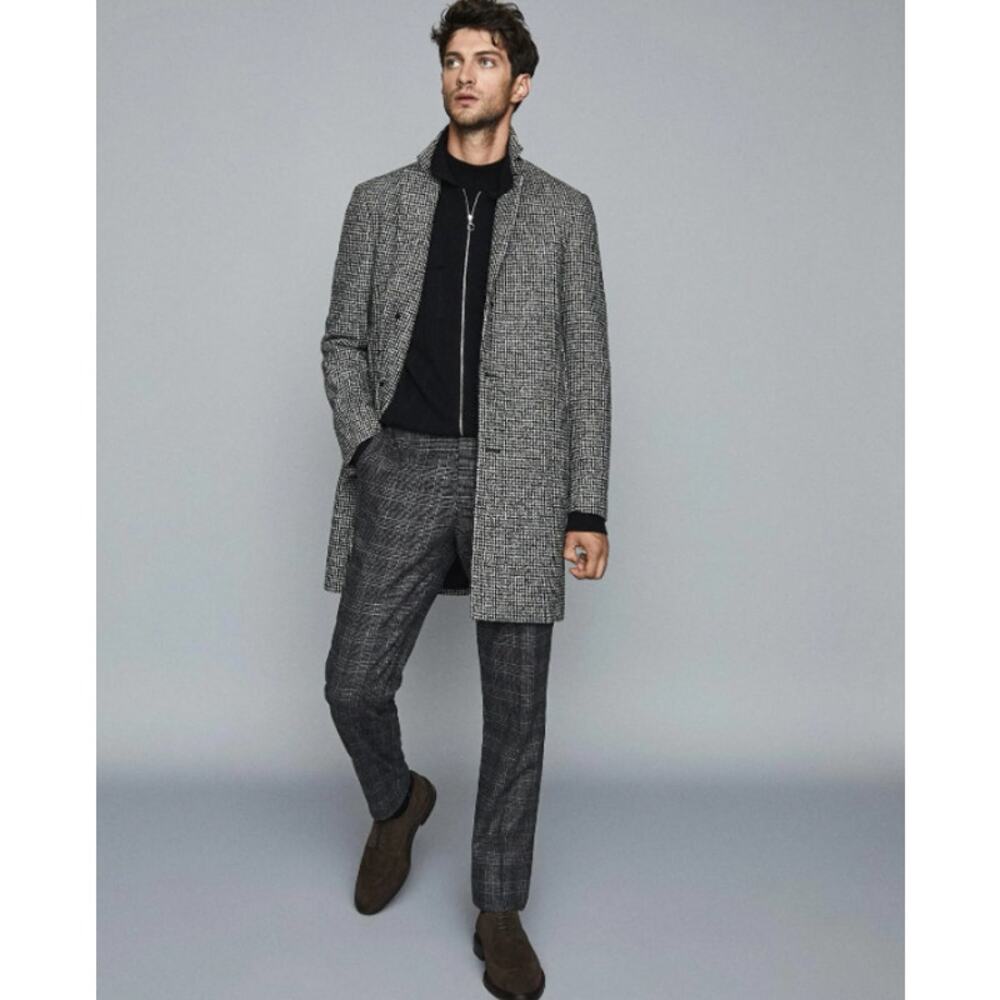 REISS Kennard Dogtooth Coat (Size Large)
